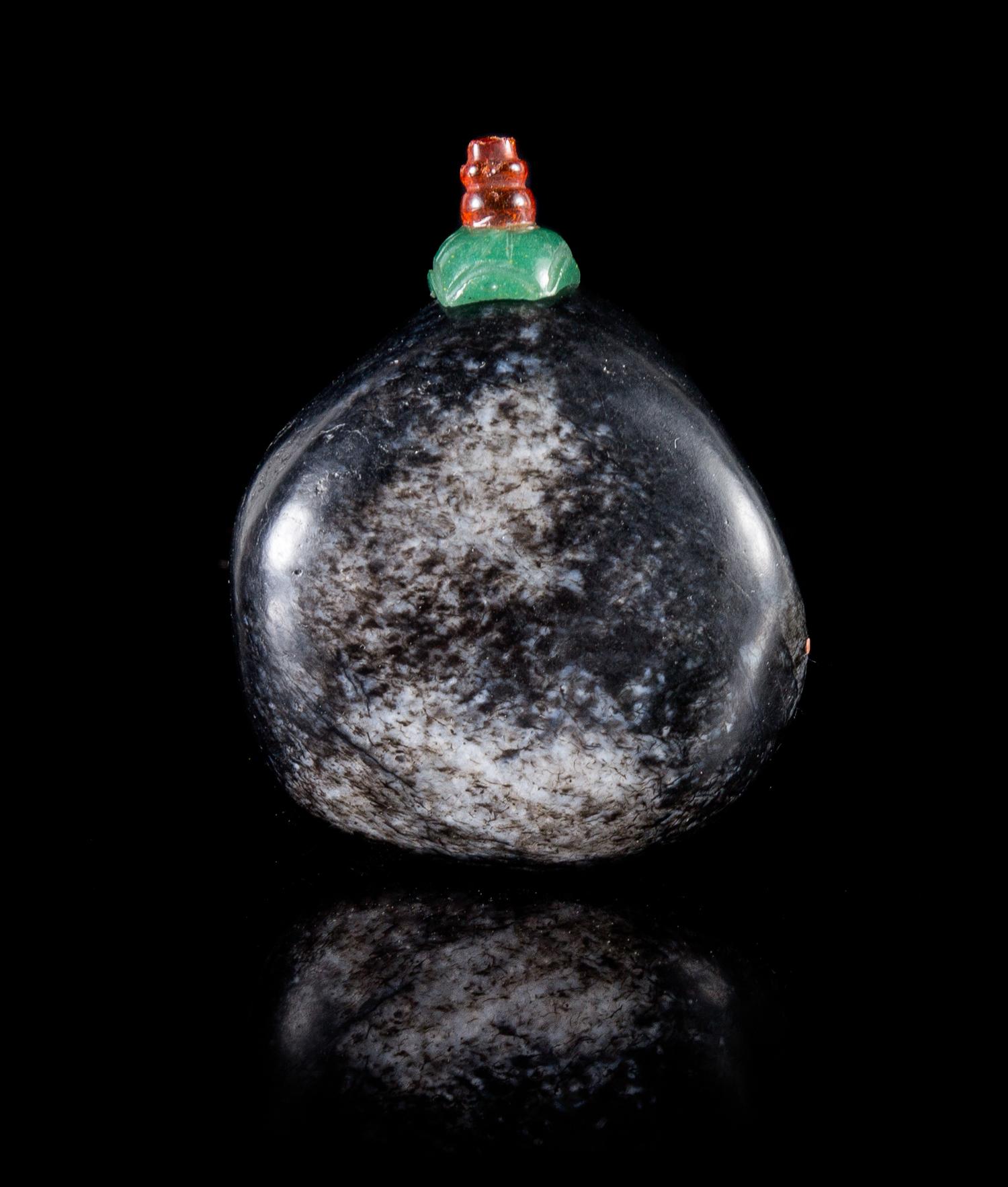 A Black Jade Snuff Bottle Height 2 1/4 inches.