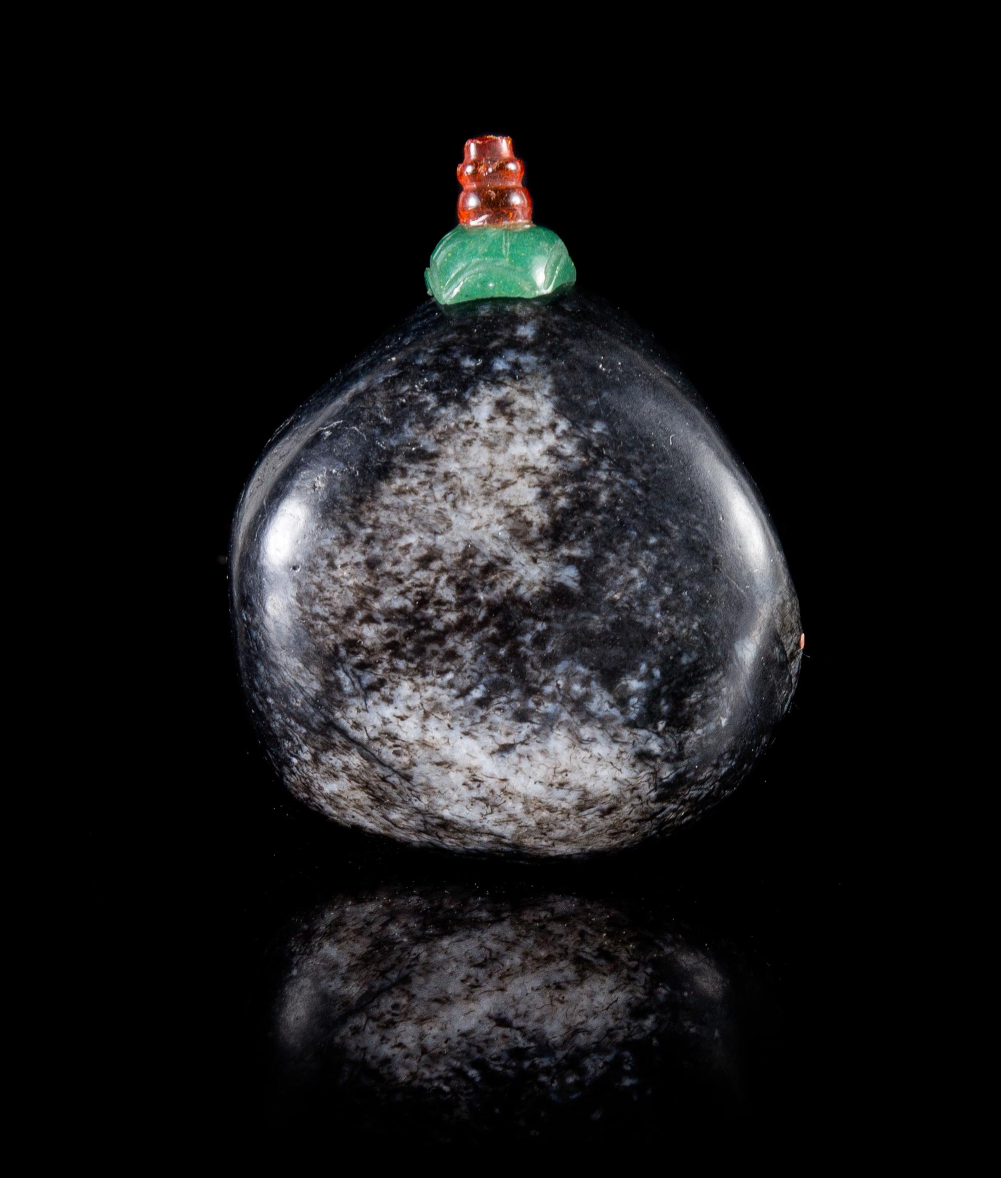 A Black Jade Snuff Bottle Height 2 1/4 inches.