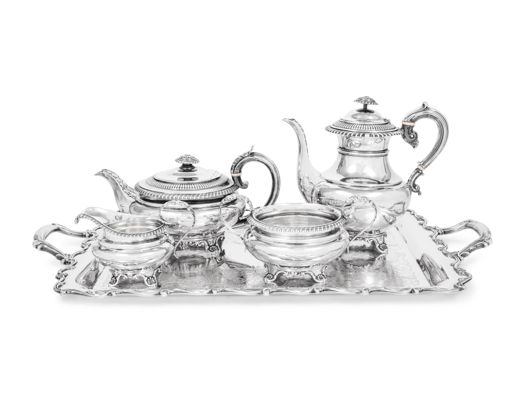 An Assembled George IV Silver Four-Piece Tea and Coffee Service