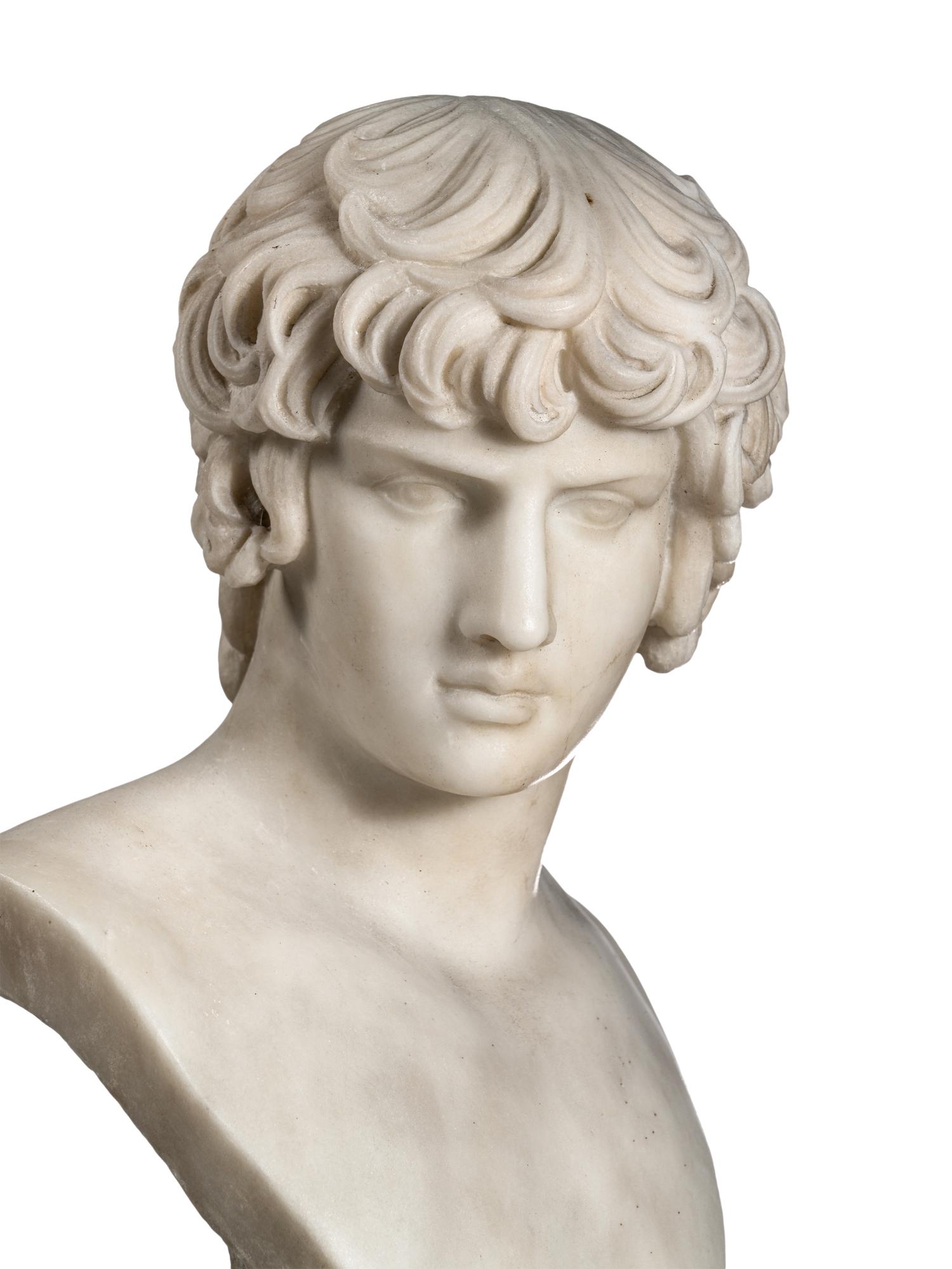A Continental Marble Bust of Antinous