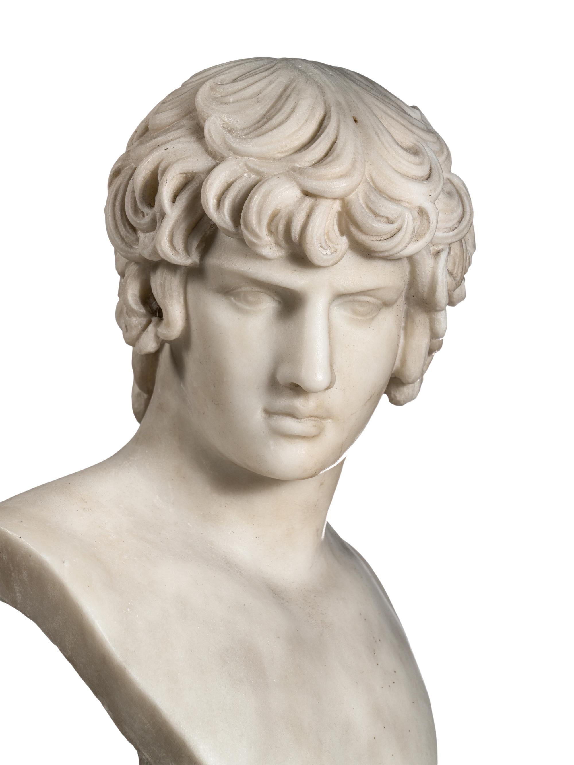 A Continental Marble Bust of Antinous