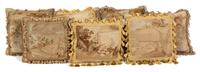 A Collection of Six Aubusson Tapestry Pillows Largest dimensions 18 1/2 x 18 1/2 inches. — 19TH CENTURY