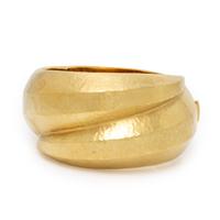 Italian, Hammered Yellow Gold Bangle Bracelet
