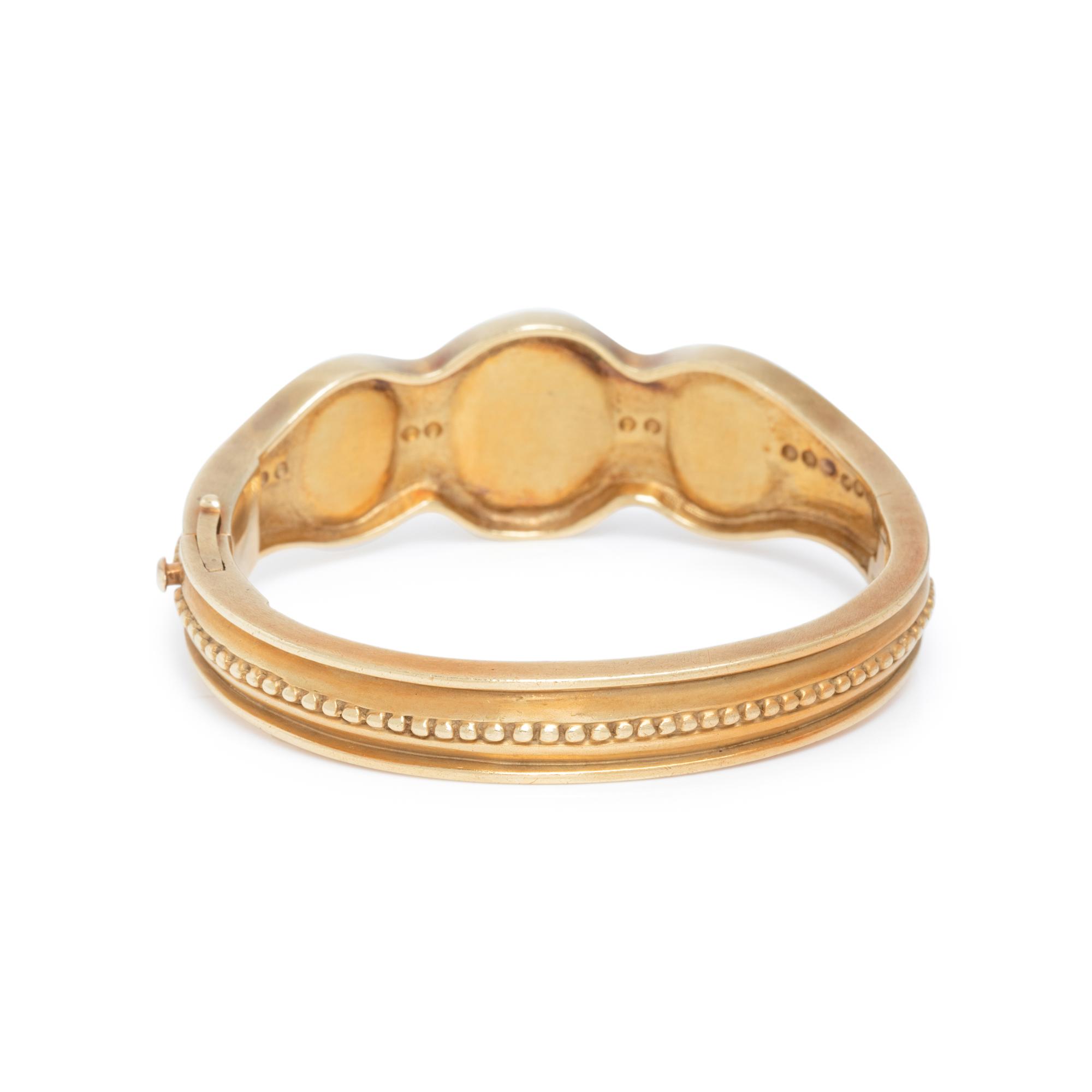 KIESELSTEIN-CORD, YELLOW GOLD AND HARDSTONE INTAGLIO BANGLE BRACELET