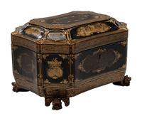 A Chinese Export Lacquer Tea Caddy