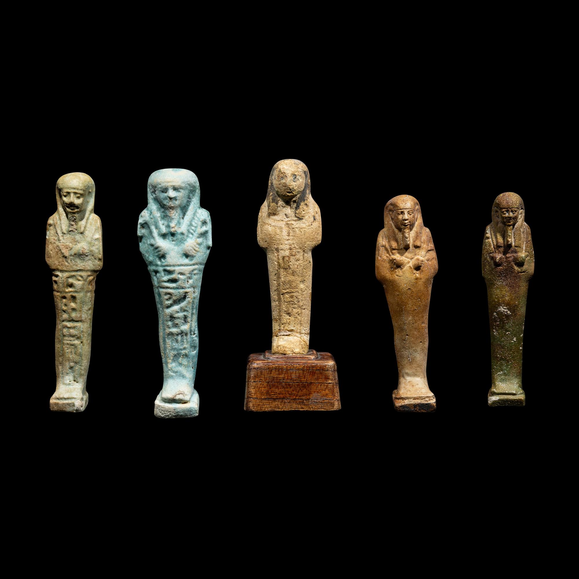 Five Egyptian Faience Ushabtis