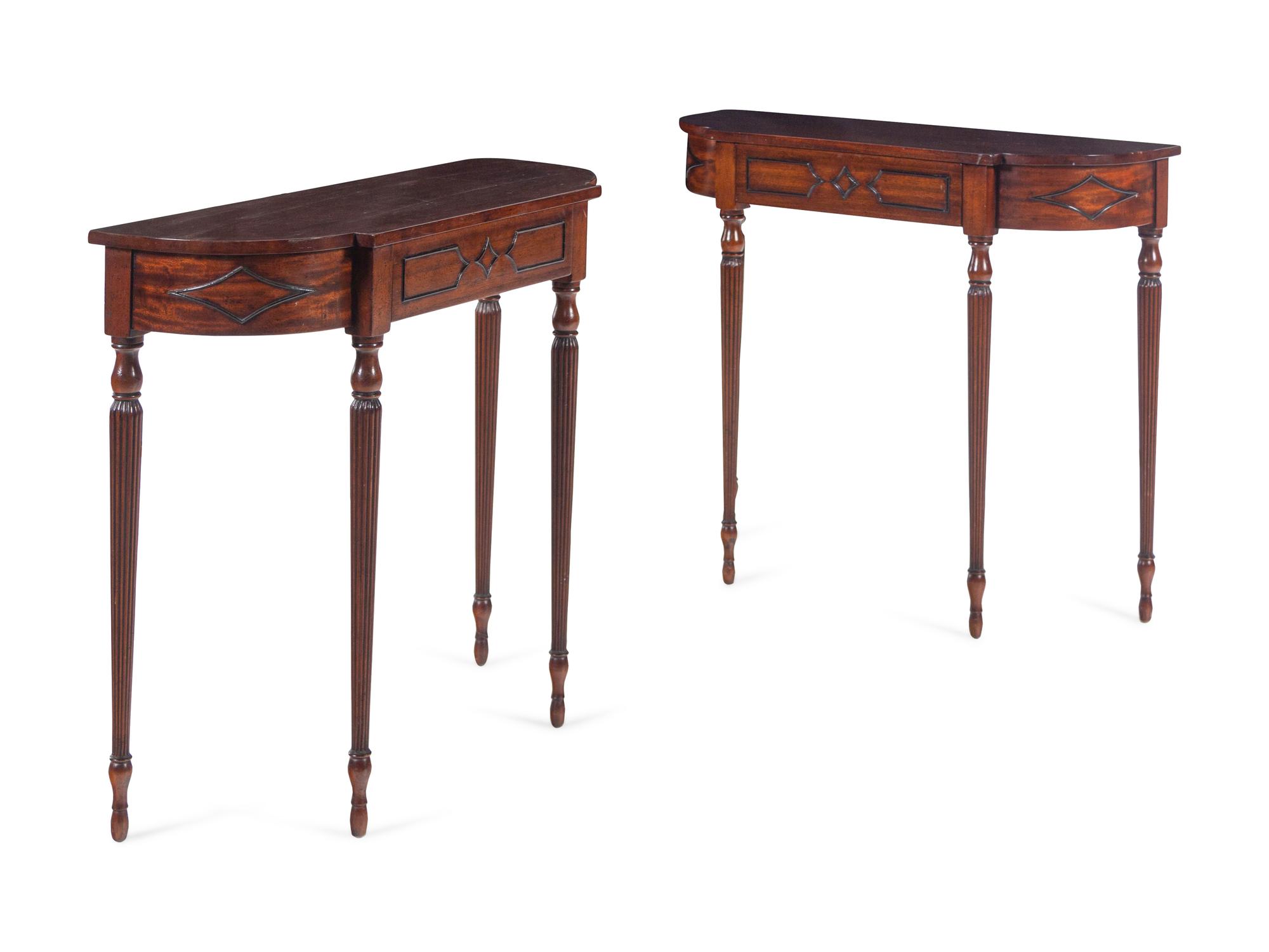 A Pair of Regency Style Mahogany Console Tables
