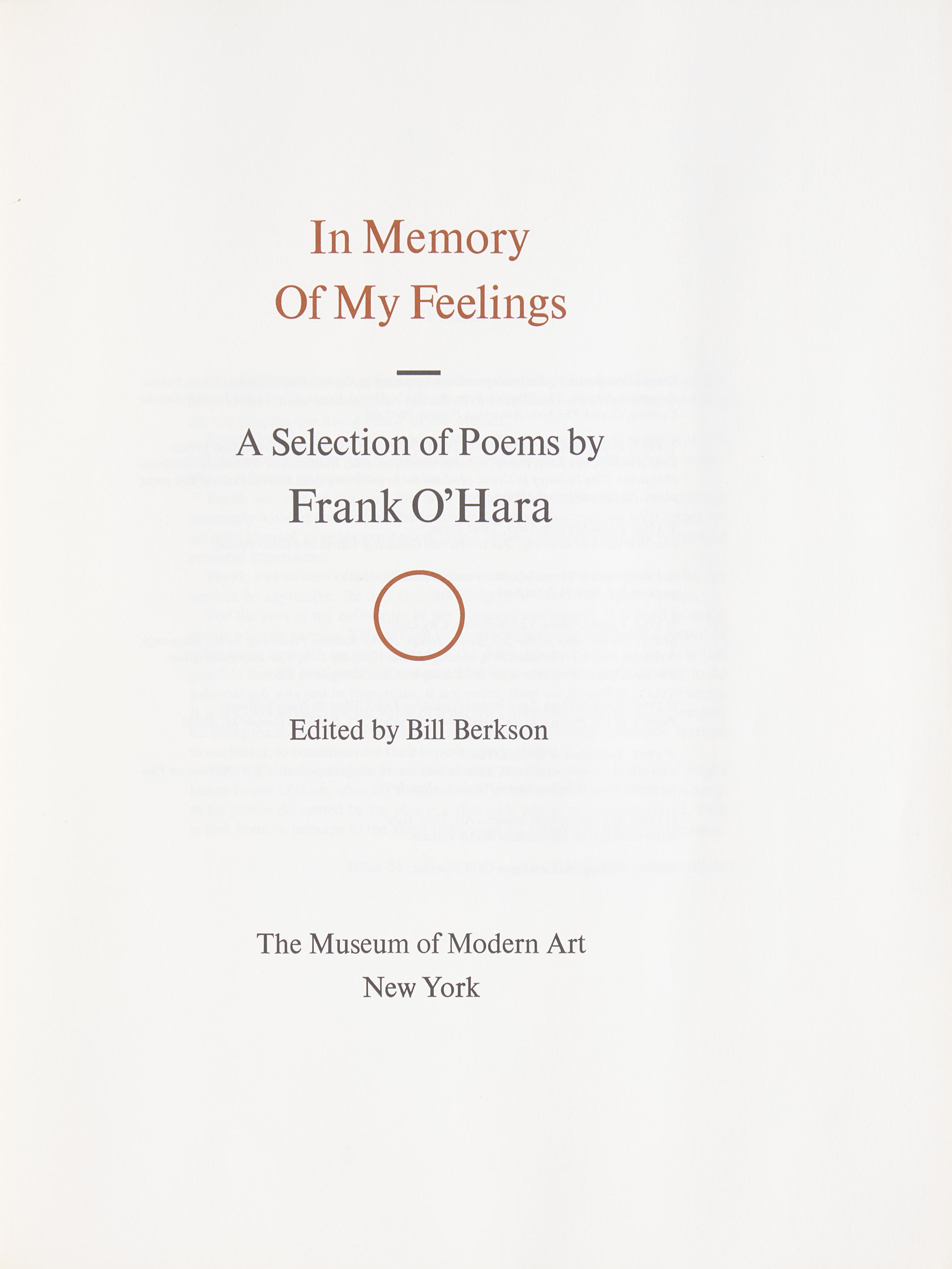 [Literature] O'Hara, Frank. In Memory of My Feelings