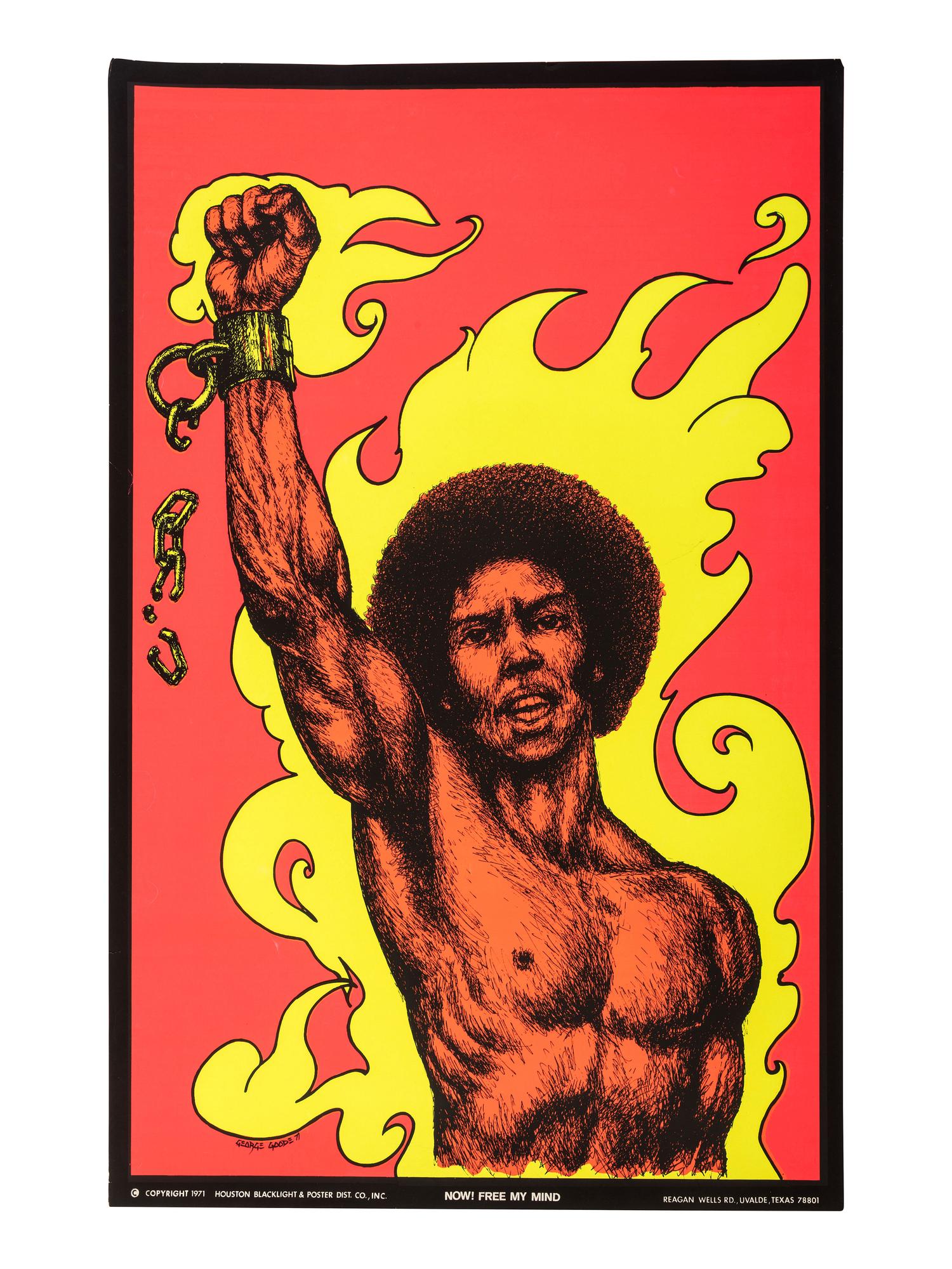 [BLACK POWER]. A group of 5 Black Power blacklight/Day-Glo posters, comprising: