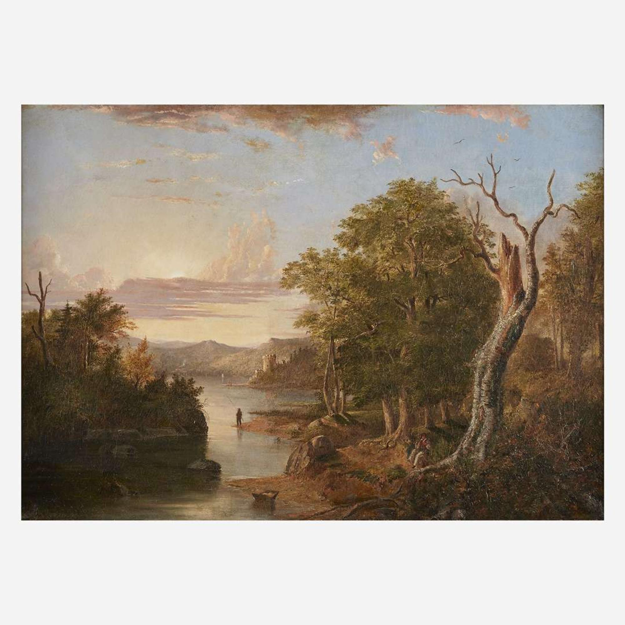Henry Ary (American, 1807–1859) Extensive Landscape Along the Hudson River with a Castle in the Distance