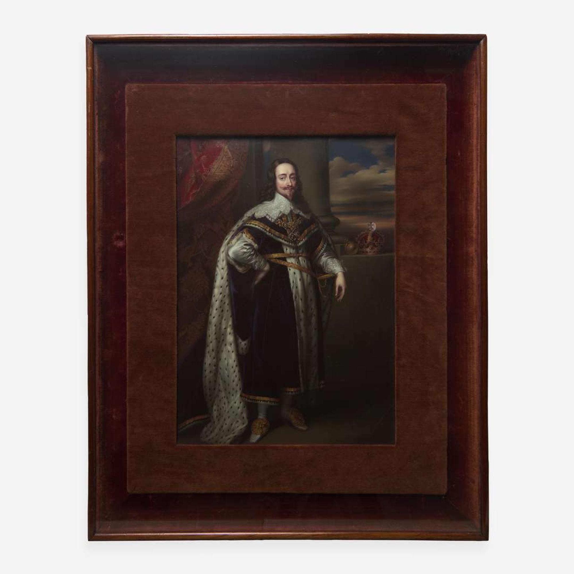 Henry-Pierce Bone (British, 1779-1855) Pair of Portraits of Charles I and his wife Henrietta Maria of England (after Anthony van Dyck)