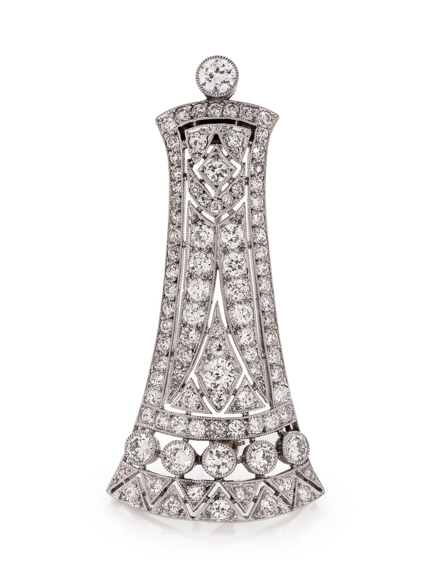 An Art Deco Platinum and Diamond Brooch,