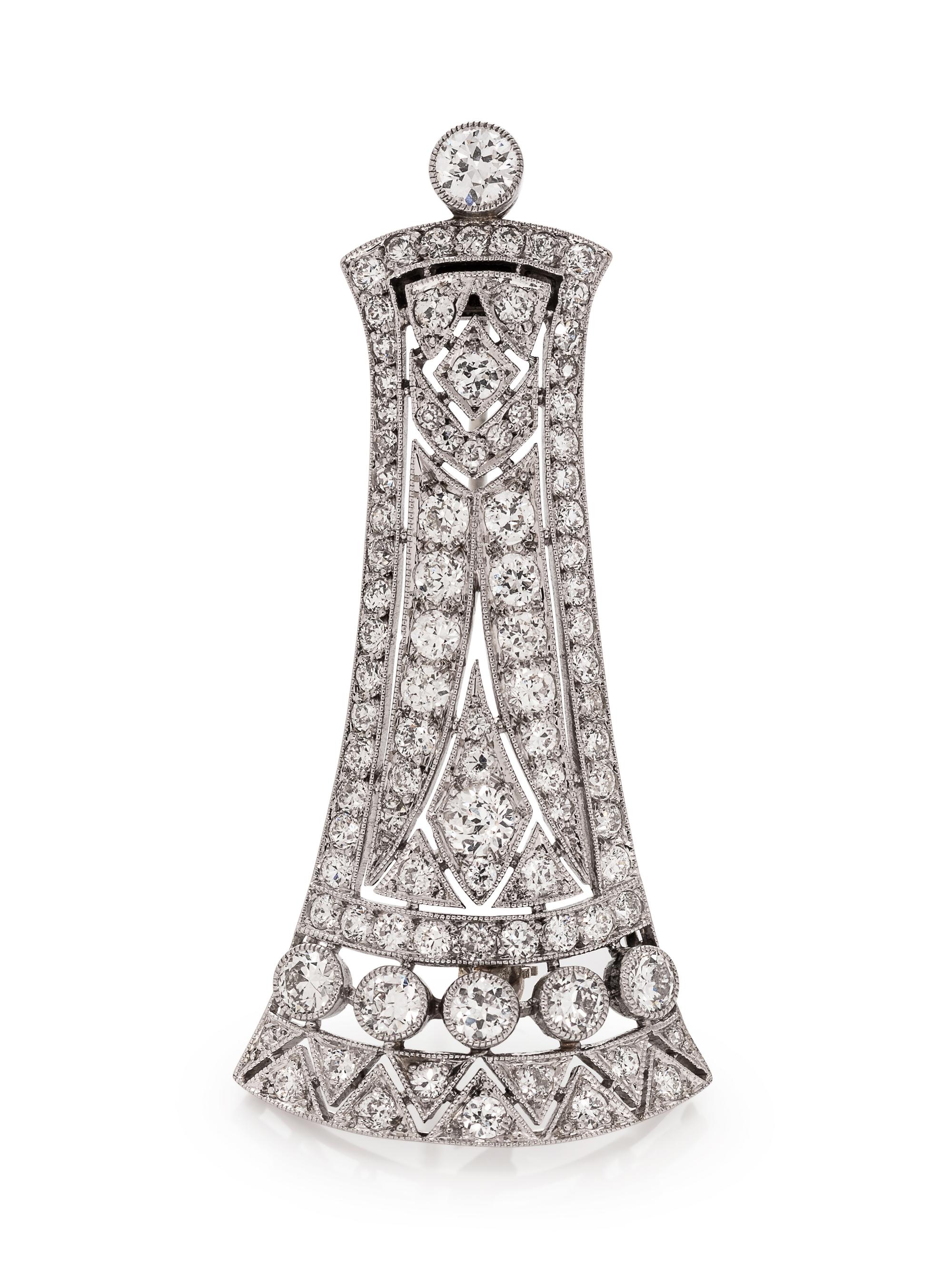 An Art Deco Platinum and Diamond Brooch,