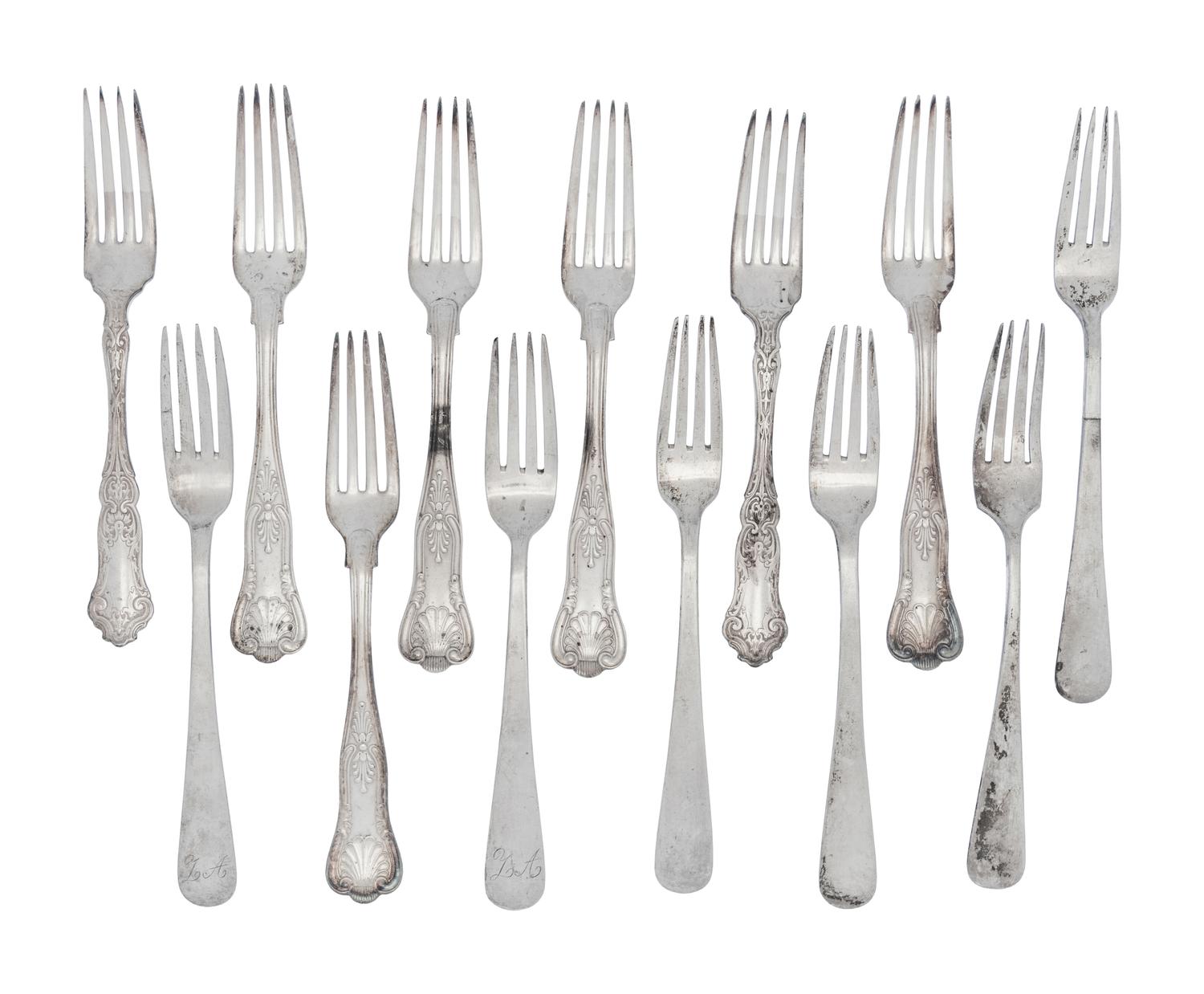 A Collection of American Silver Dinner Forks