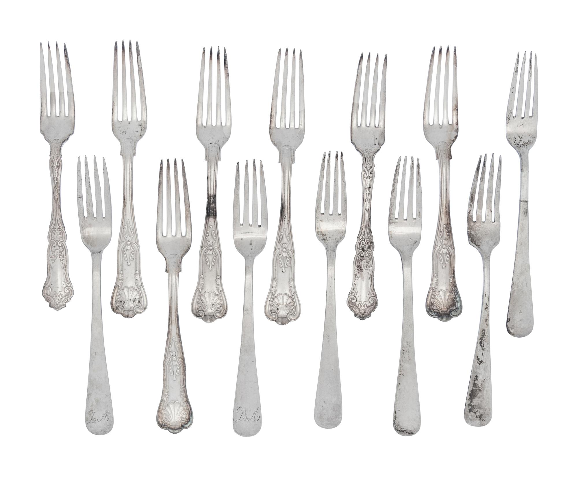 A Collection of American Silver Dinner Forks
