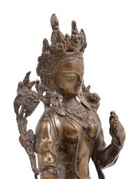 A Sino-Tibetan Gilt Bronze Figure of Tara