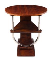 An Art Deco Chrome and Mahogany Side Table