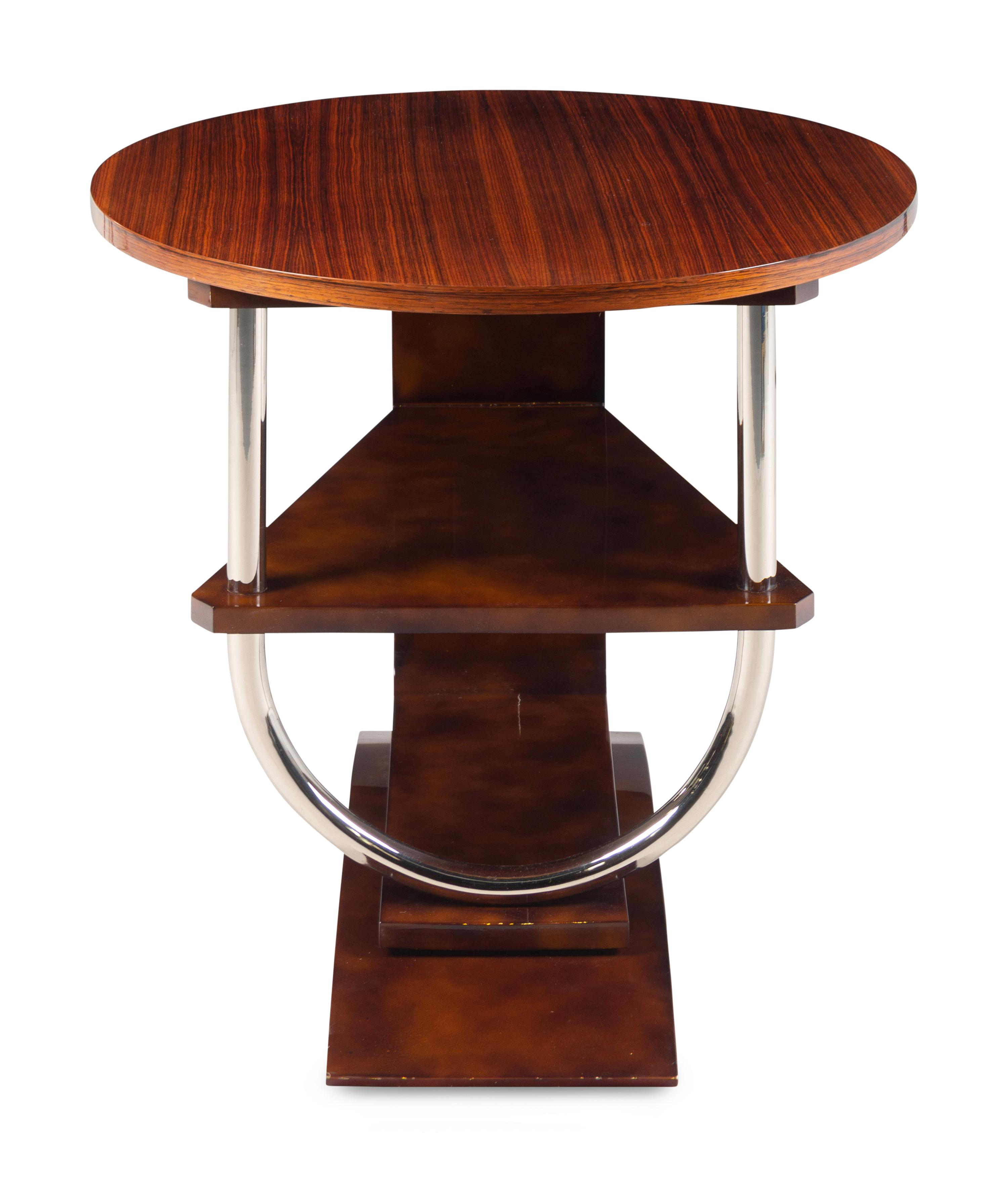 An Art Deco Chrome and Mahogany Side Table