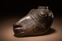 A Chimu Blackware Llama Head