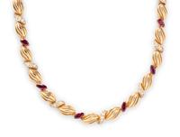 HAMMERMAN BROTHERS, YELLOW GOLD, RUBY, AND DIAMOND NECKLACE