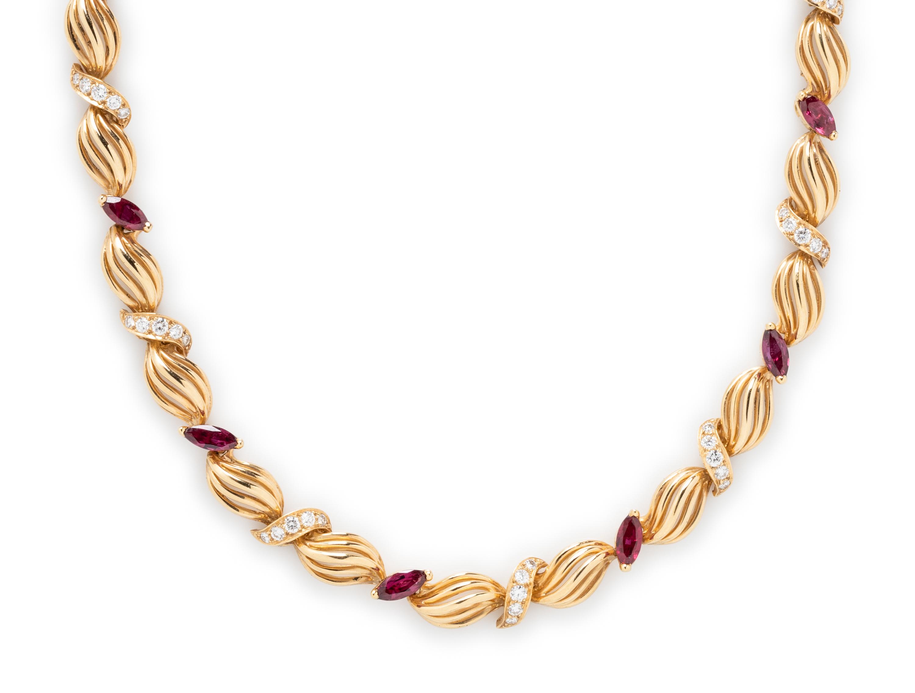 HAMMERMAN BROTHERS, YELLOW GOLD, RUBY, AND DIAMOND NECKLACE