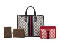 Four Designer Wallets & Bags: Two Gucci, Two Louis Vuitton