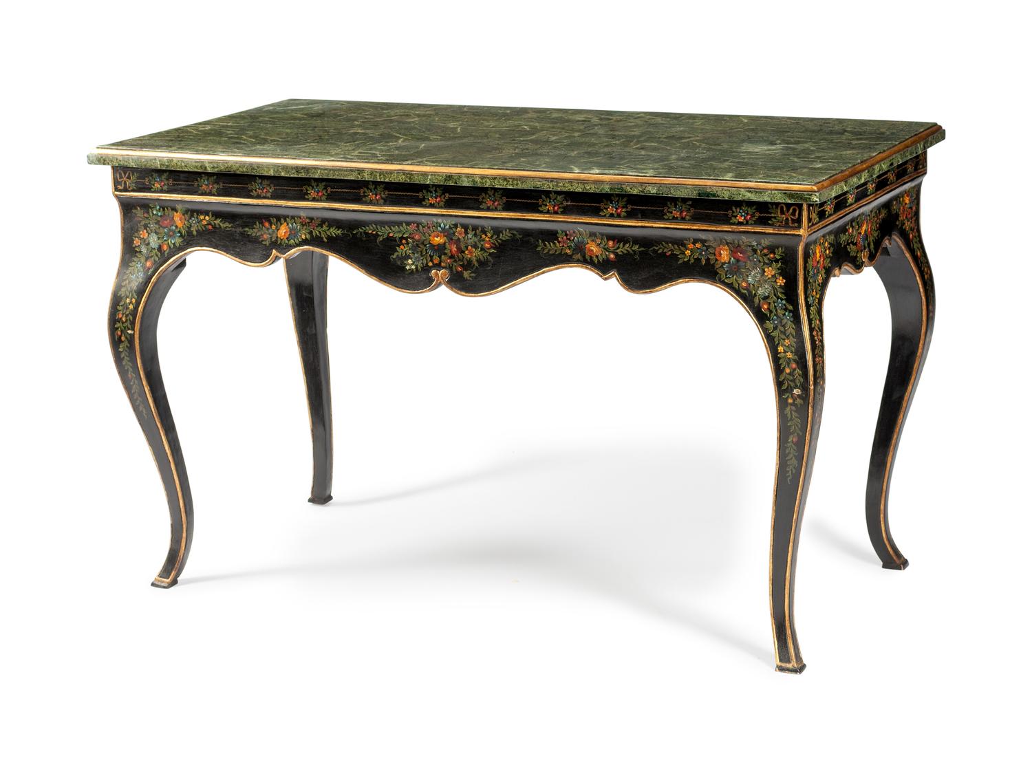 A Continental Ebonized Side Table