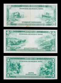 Three United States 1914-G Federal Reserve Notes