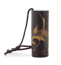 A Gilt and Black Lacquer Five-Case Inro Height 3 inches.