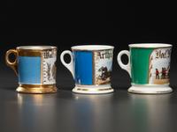 Three Firefighter's Porcelain Occupational Shaving Mugs