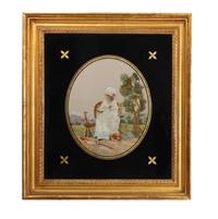 Four Victorian Embroideries Height 19 1/4 x width 17 inches (largest in frame)