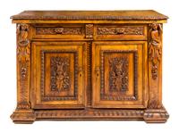 An Italian Renaissance Style Walnut Cabinet Height 38 1/2 x width 55 1/2 x depth 22 5/8 inches. — INCORPORATING 16TH CENTURY ELEMENTS