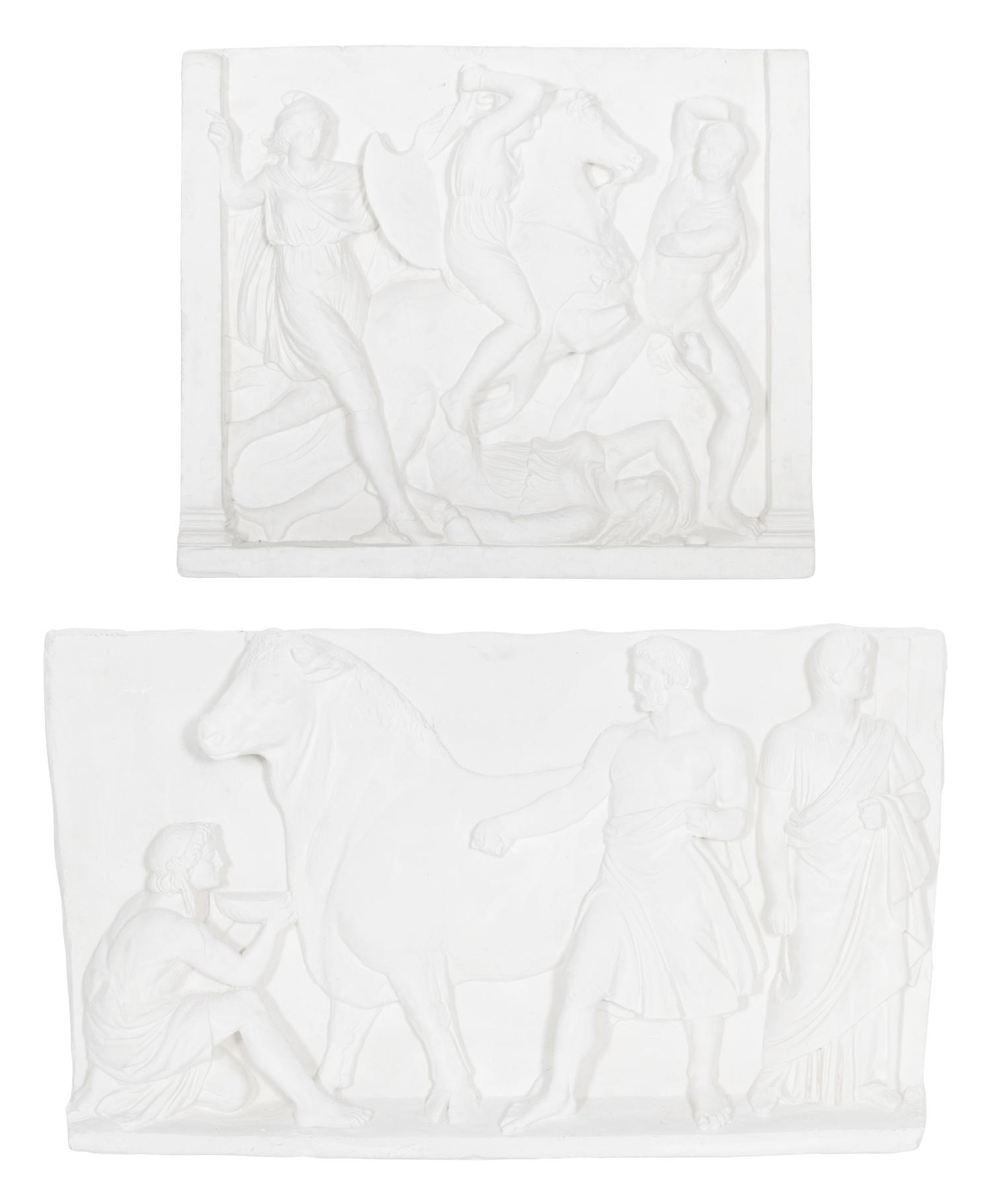 Two Cast Plaster Relief Panels After the Antique
