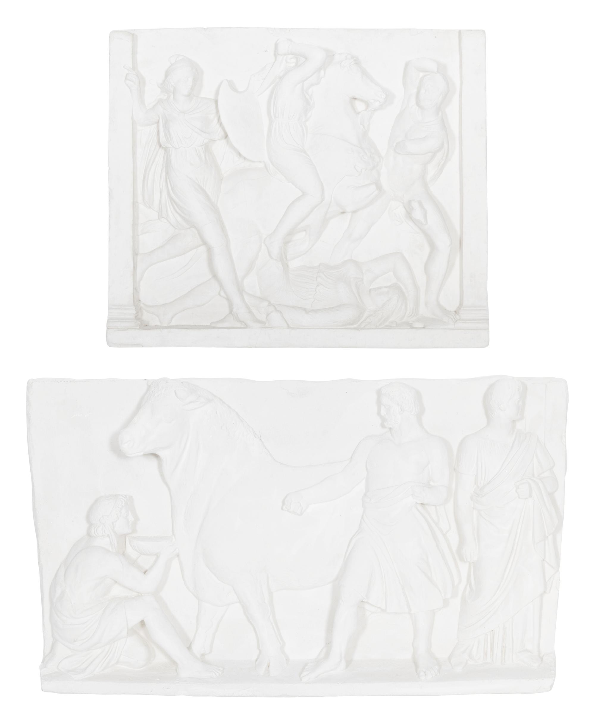 Two Cast Plaster Relief Panels After the Antique