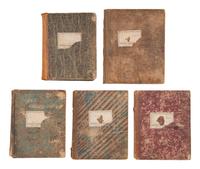 JACKSON, Col. Oscar L. (1840-1920). Five journals, incl. descriptions of Oscar L. Jackson's political activism during the 1860 campaign and his service with 63rd OVI, with campaign broadside noting Jackson as a speaker.