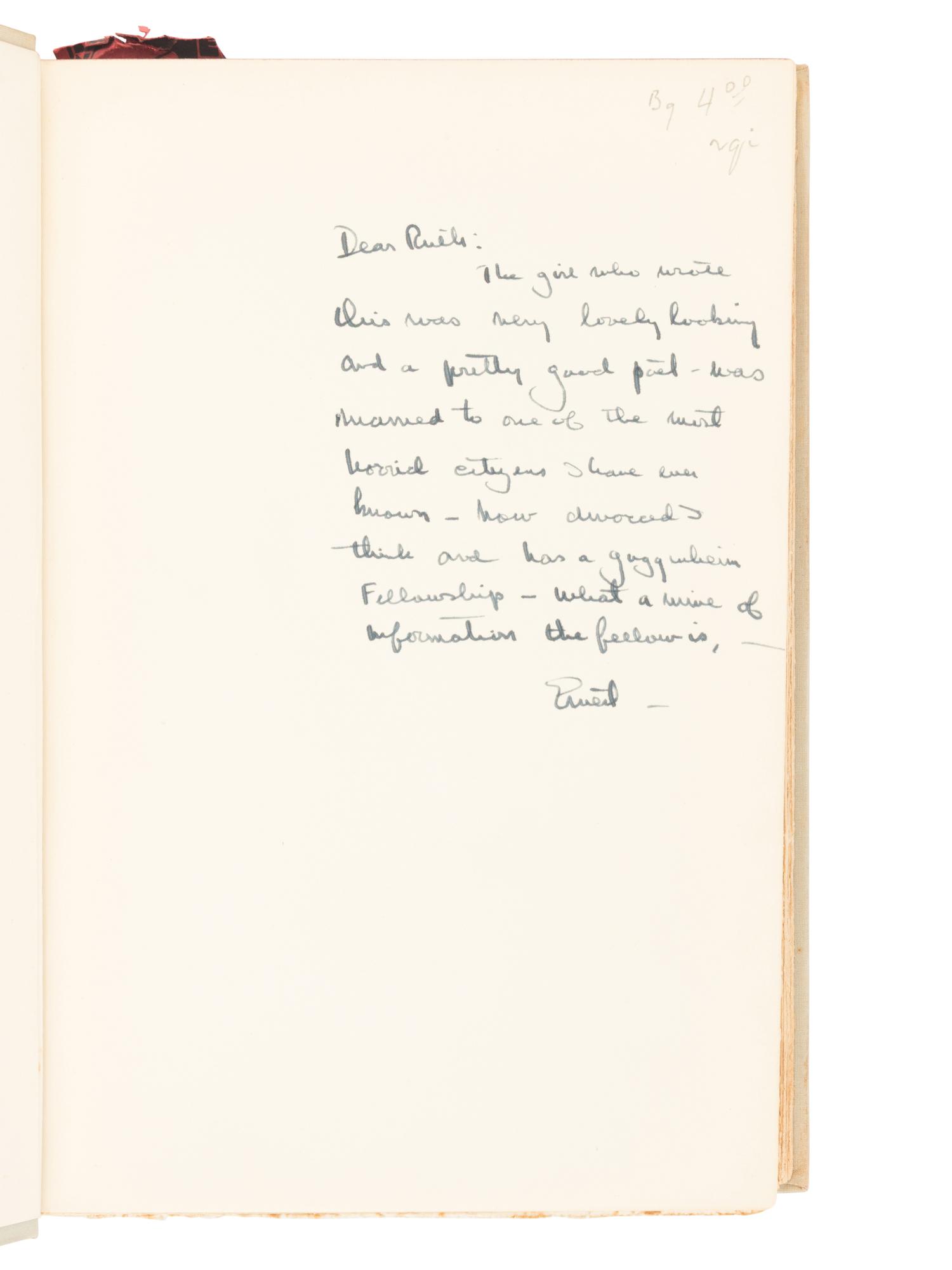 [HEMINGWAY, Ernest (1899-1961)]. TAGGARD, Genevieve (1894-1948). The Life and Mind of Emily Dickinson . New York and London: Alfred A. Knopf, 1930.
