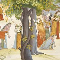 A Painting of The Gopis Search for Krisha in a Moonlit Forest, Pahari (Himalayan foothill) Idiom, Probably Himachal Pradesh, India, 20th Century