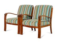 A Pair of Art Deco Style Walnut Armchairs