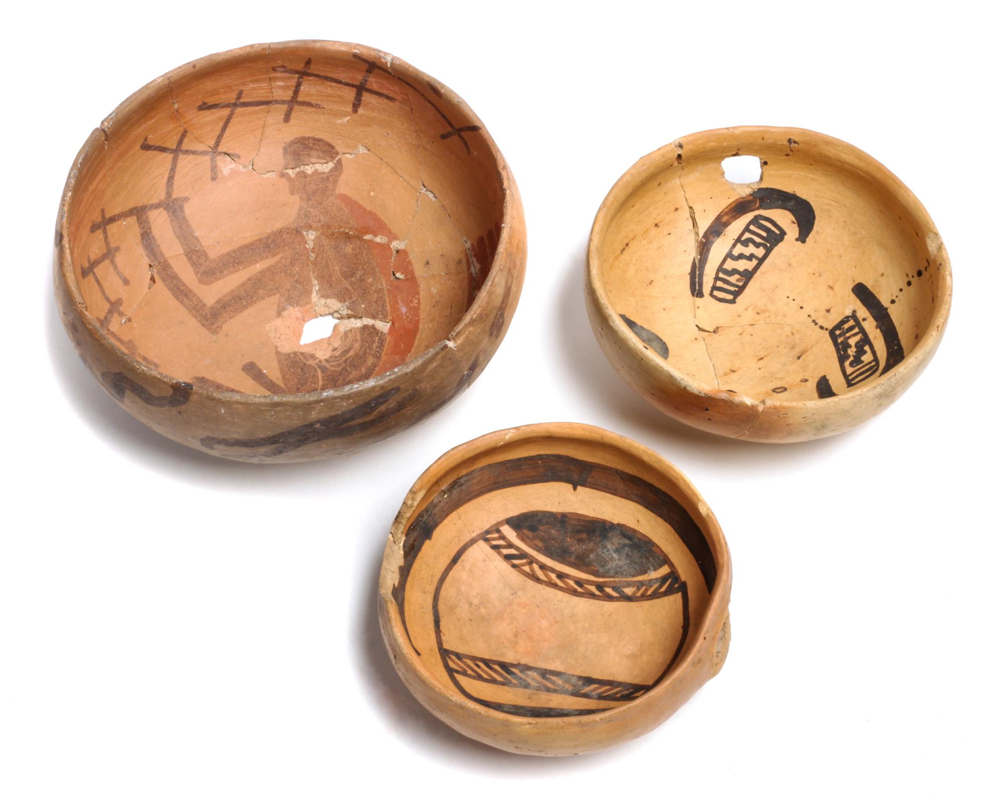 Collection of Prehistoric Pottery Height of largest 5 1/2 inches