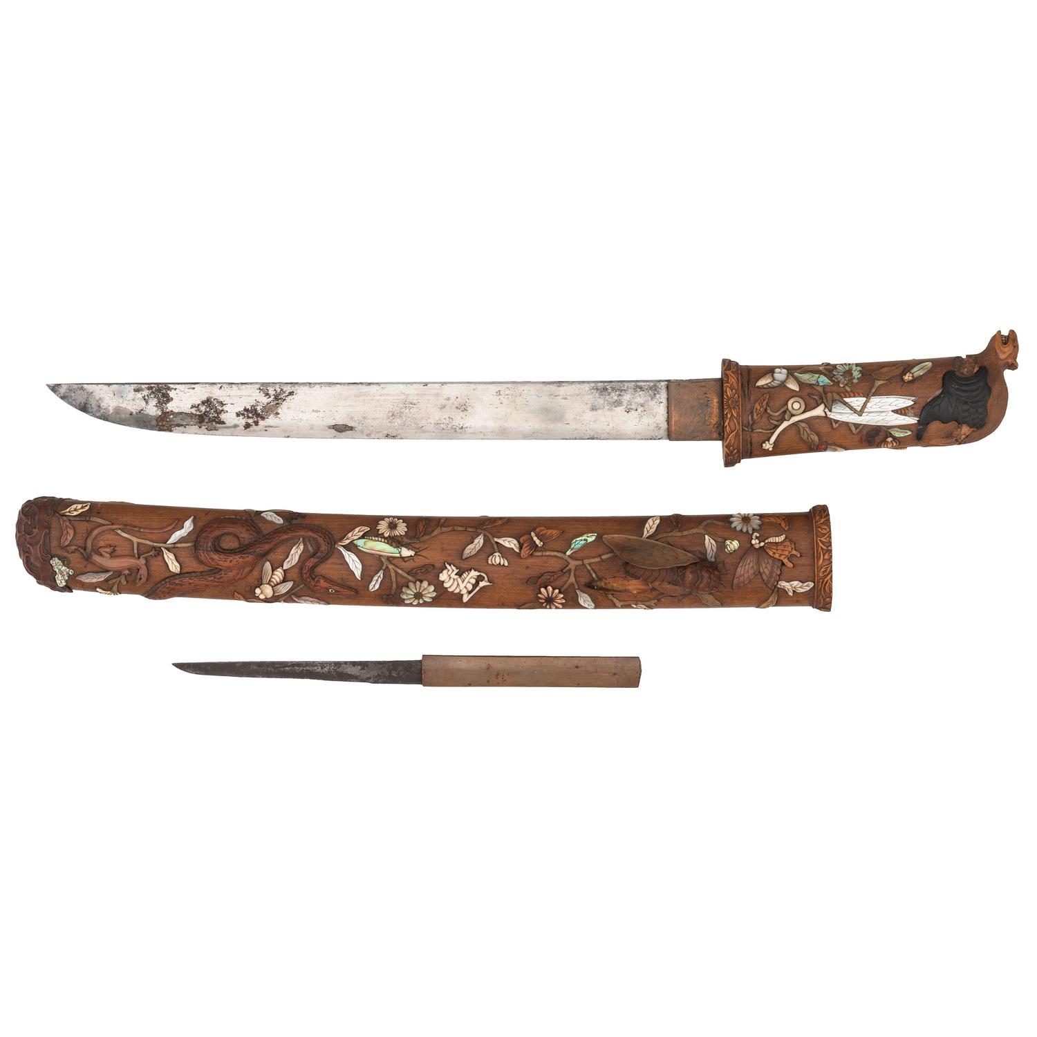 Shibayama Inlaid Wood Tanto Koshirae
