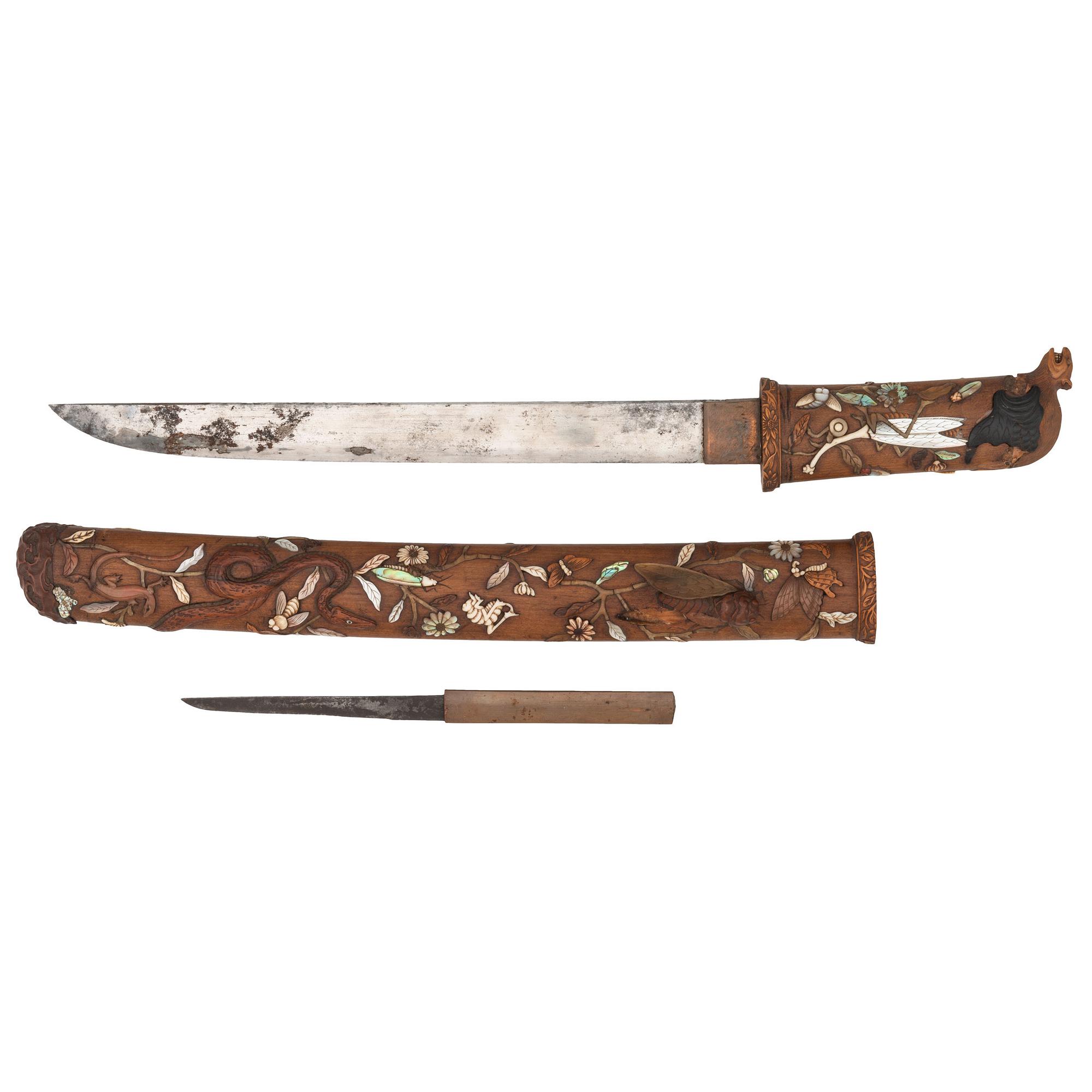 Shibayama Inlaid Wood Tanto Koshirae