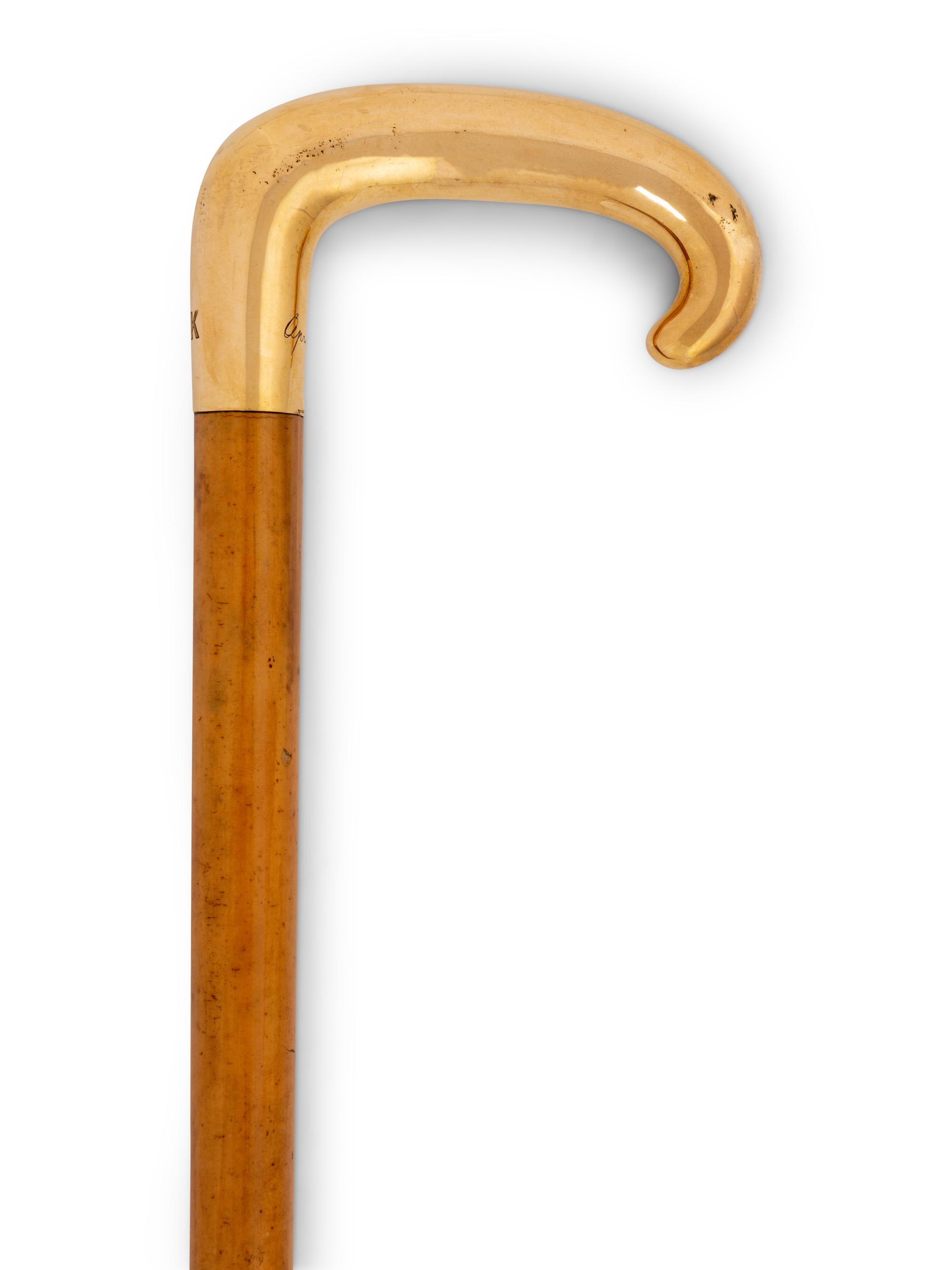 A Tiffany and Co. 18-Karat Gold Handled Walking Stick