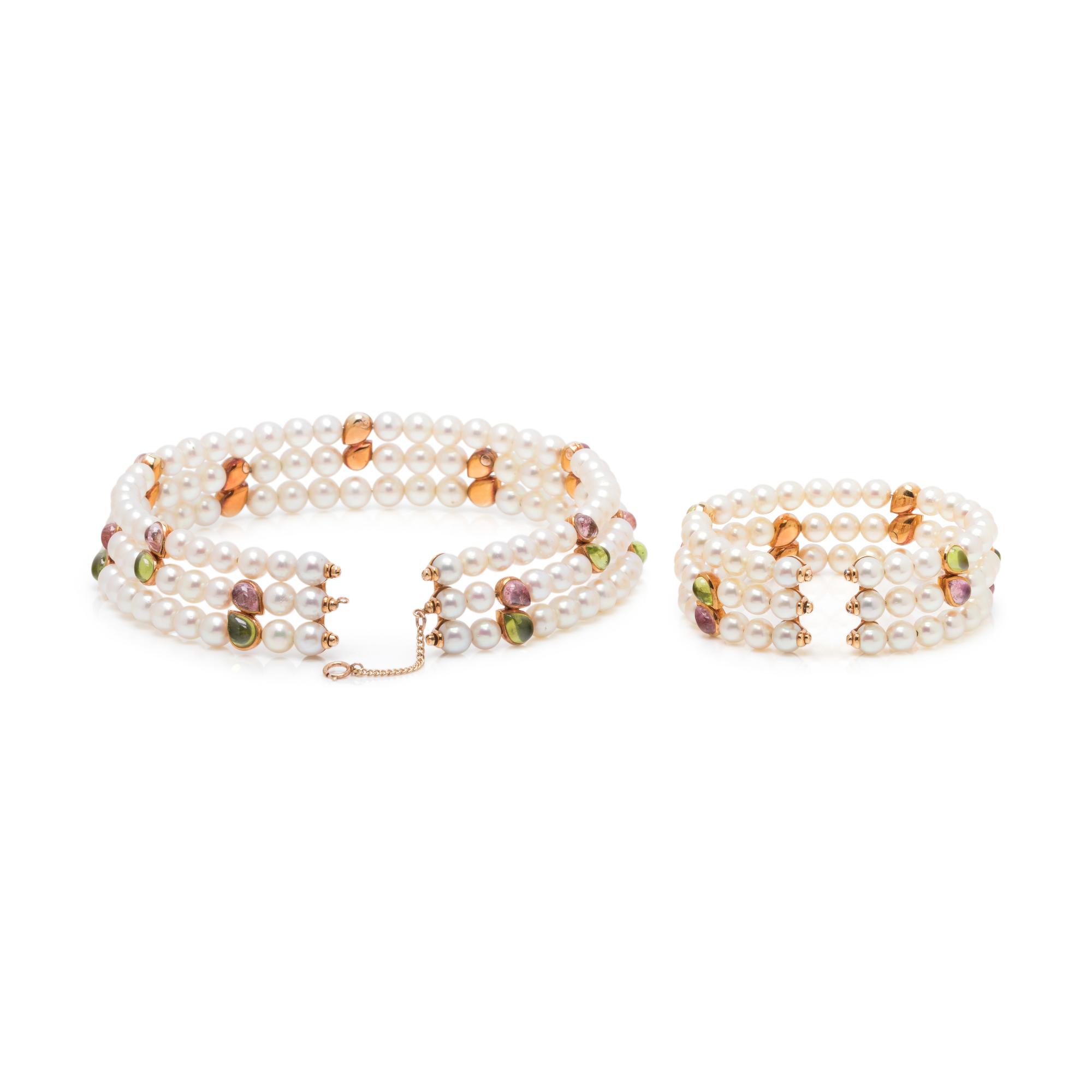 VAN CLEEF & ARPELS, CULTURED PEARL AND GEMSTONE SET