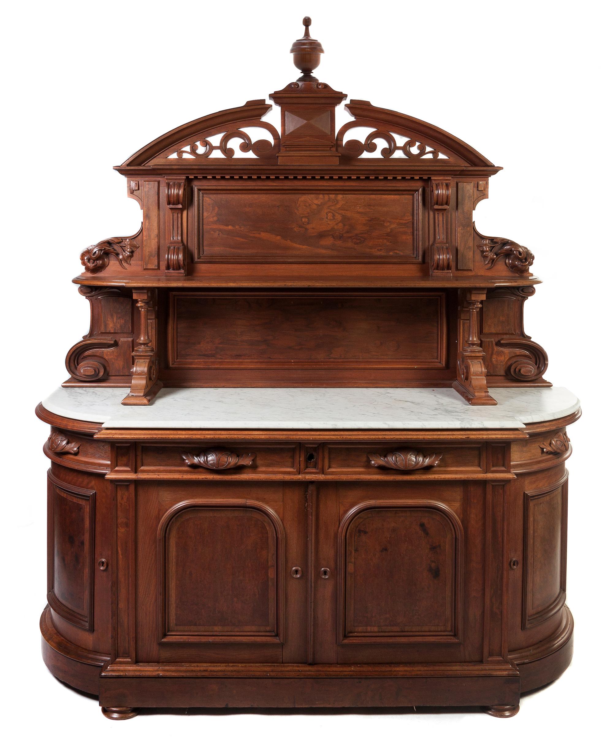 A Victorian Walnut Server, Height 90 x width 75 x depth 24 inches.