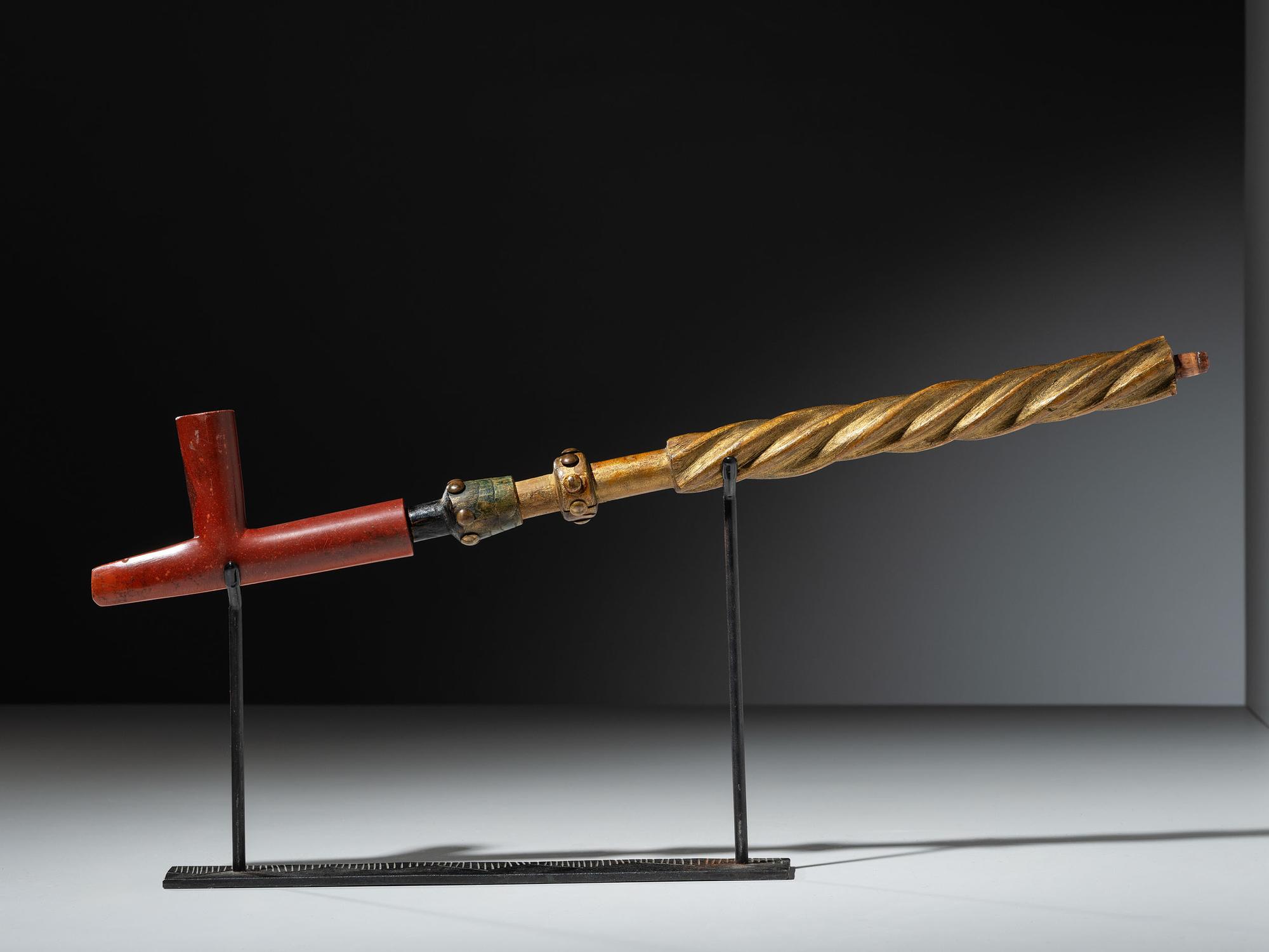 Western Great Lakes Painted Pipe Stem, with Catlinite Bowl