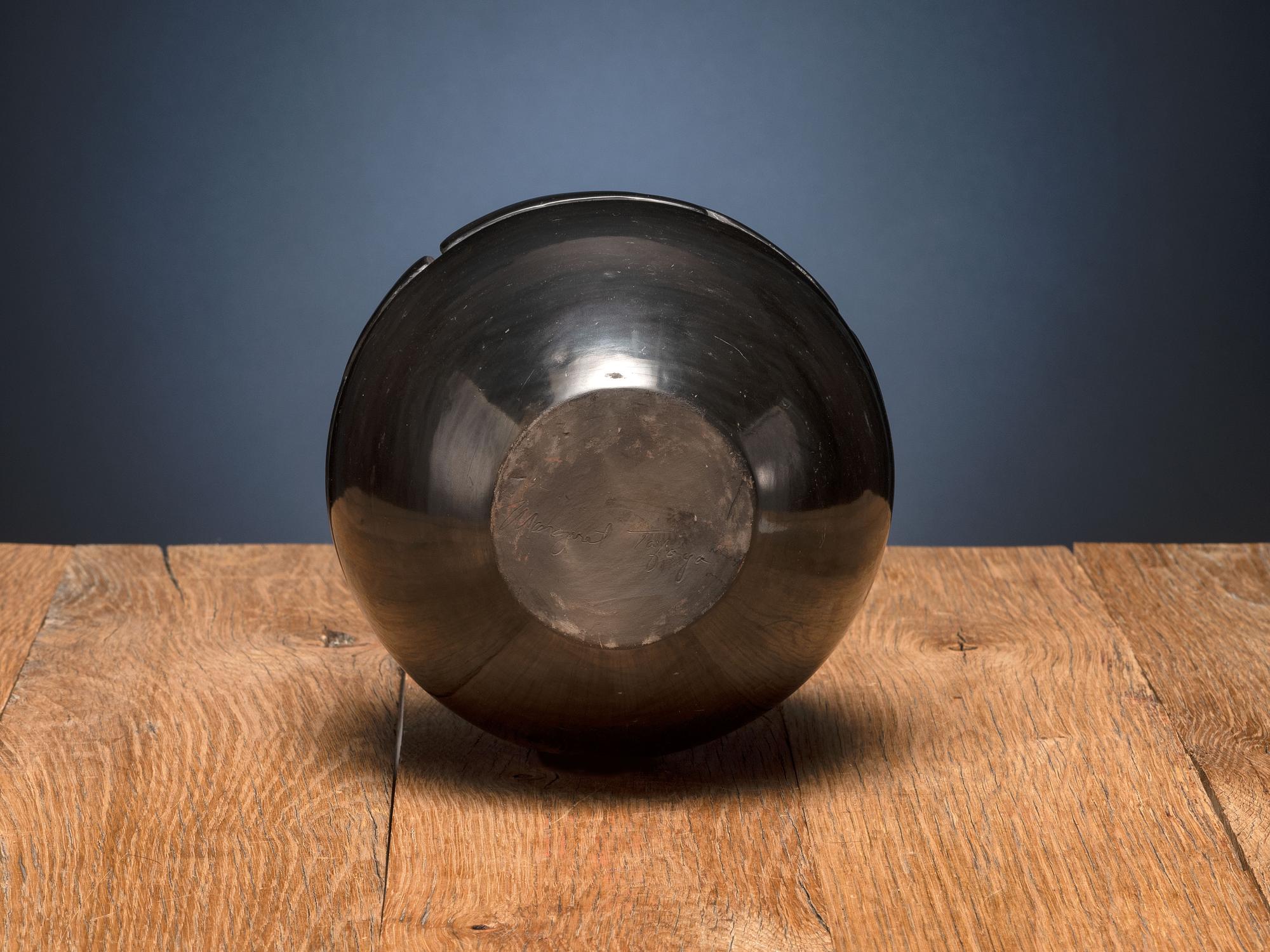 Deeply Carved Blackware Pottery Jar