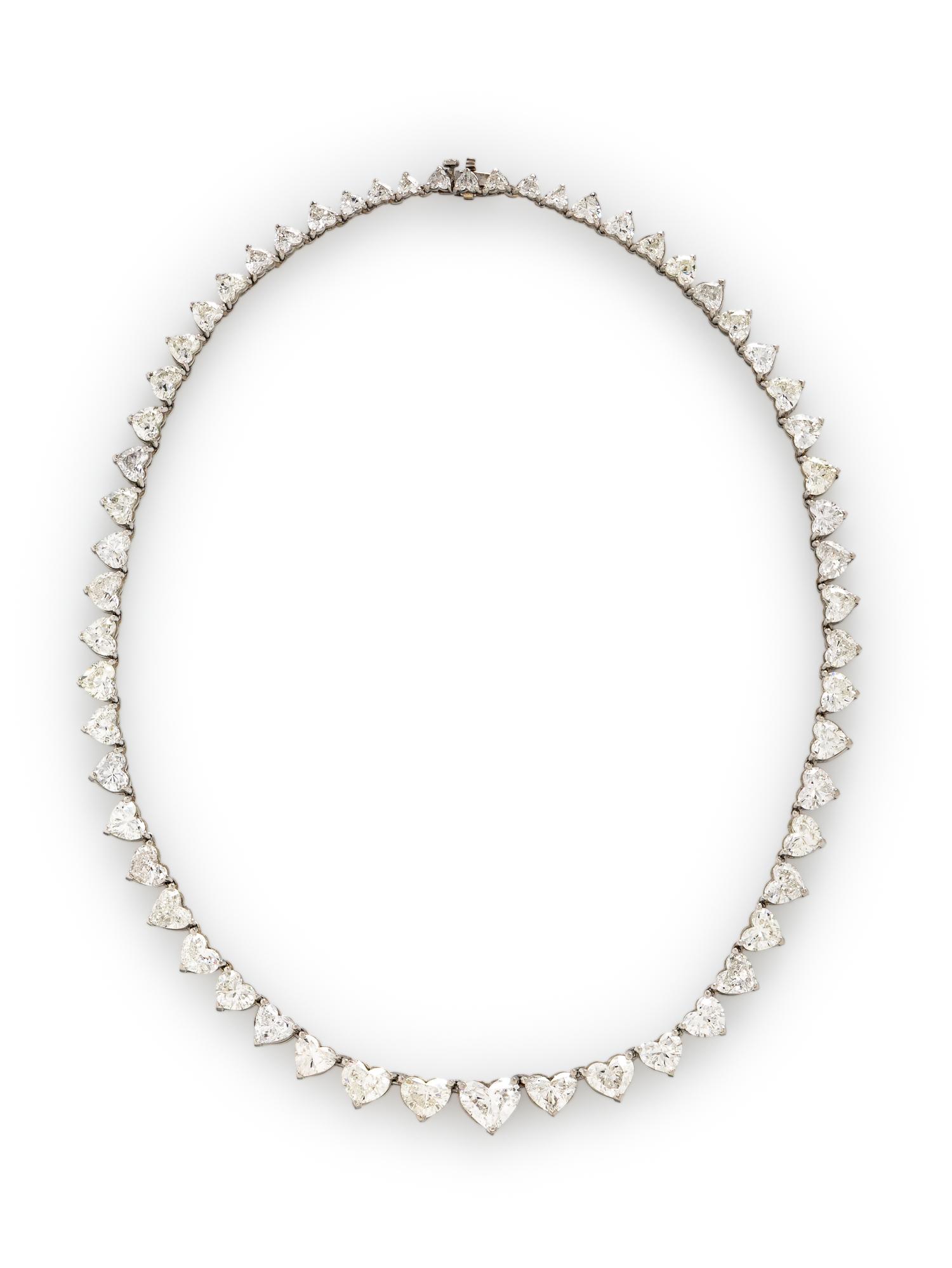 HEART SHAPE DIAMOND AND PLATINUM NECKLACE