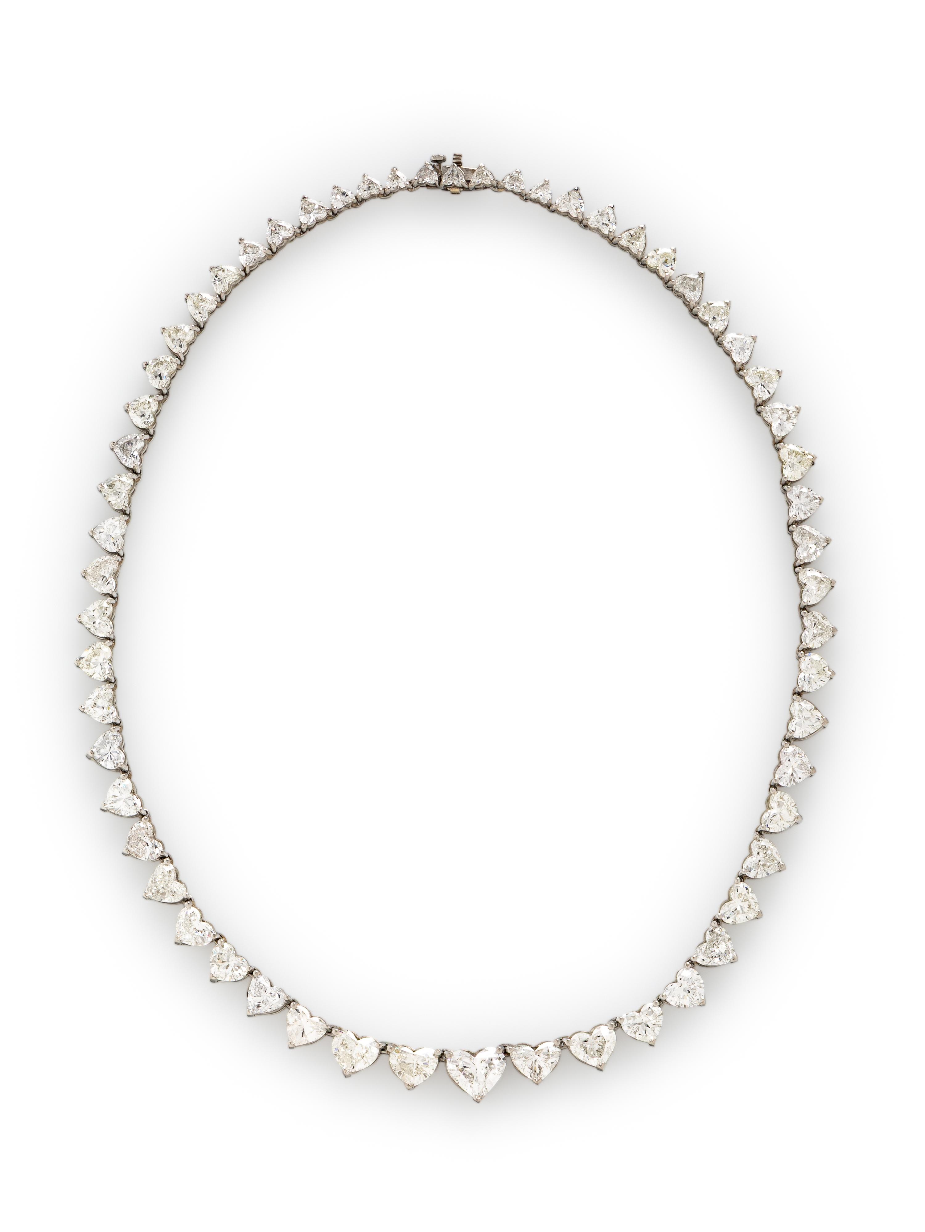 HEART SHAPE DIAMOND AND PLATINUM NECKLACE