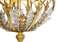 A Pair of Gilt Metal and Cut Glass Ceiling Fixtures — 20th Century