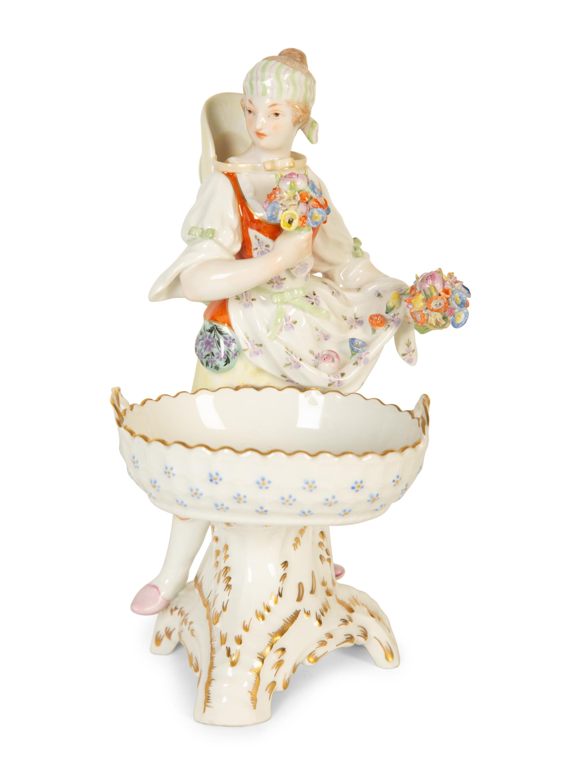 A Pair of Berlin (K.P.M.) Porcelain Figural Sweetmeat Stands